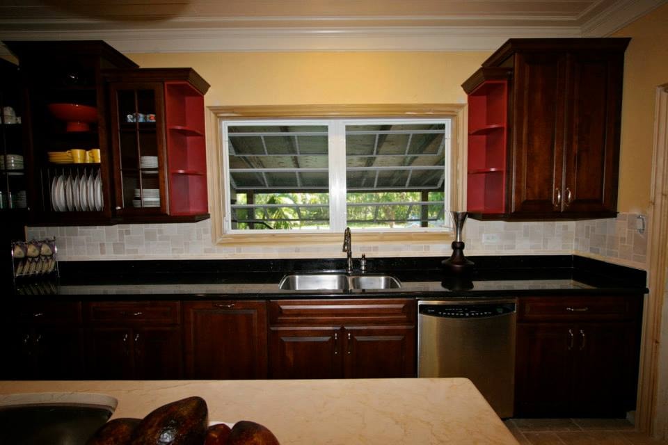 Saunders Kitchen — Dark Cherry Cabinets